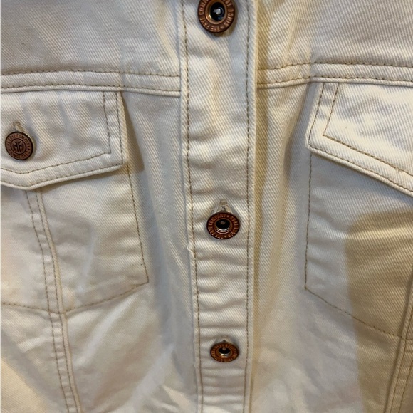 Frye White Button Front Long Sleeve Cotton Denim Shirt Dress - Picture 8 of 15